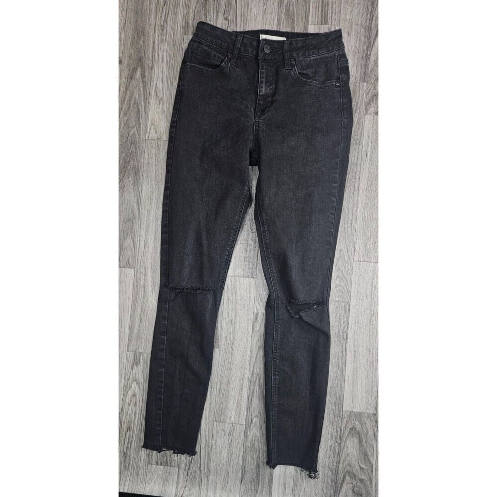 Harper Heritage Womens Size 25 High Rise‎ Skinny Distressed Black Grey Jeans